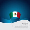 Mexico flag on a blue white background. Vector banner design, mexico national poster. Cover for business booklet. Wavy ribbon Royalty Free Stock Photo