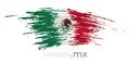 Mexico flag. Brush strokes, grunge. Brush painted mexican flag on a light background. Vector design, template national poster with Royalty Free Stock Photo