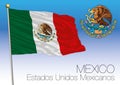 Mexico flag and coat of arms, United Mexican States Royalty Free Stock Photo