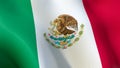Mexico Flag with emblem, waving in the wind Royalty Free Stock Photo