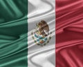 Mexico flag with a glossy silk texture. Royalty Free Stock Photo