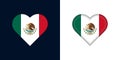 Mexico flag with heart design. 3D design and flat design