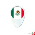 Mexico flag location map pin icon on white background Royalty Free Stock Photo