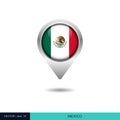 Mexico flag map pin vector design template. Royalty Free Stock Photo