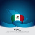 Mexico flag, mosaic map on blue white background. Vector banner design. Mexico national poster. Cover for business booklet. Wavy Royalty Free Stock Photo