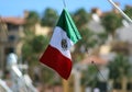 Mexico flag in sailing boating in ocean, ship at sea close up high quality image luxury experience