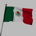 The flag of Mexico flutters in the wind. 3d rendering, isolated image.