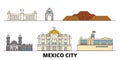 Mexico, Mexico flat landmarks vector illustration. Mexico, Mexico line city with famous travel sights, skyline, design.