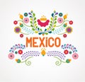Mexico flowers, pattern and elements Royalty Free Stock Photo
