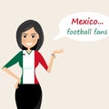 Mexico football fans.Cheerful soccer fans, sports images.Young w