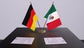Mexico and Germany flag, politics relationship, national flags. Partnership deal 3D illustration