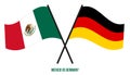 Mexico and Germany Flags Crossed And Waving Flat Style. Official Proportion. Correct Colors