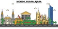 Mexico, Guadalajara. City skyline, architecture, buildings, streets, silhouette, landscape, panorama, landmarks, icons Royalty Free Stock Photo