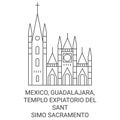 Mexico, Guadalajara, Templo Expiatorio Del Santsimo Sacramento travel landmark vector illustration