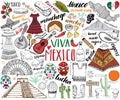 Mexico hand drawn sketch set illustration