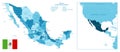 Mexico - highly detailed blue map.