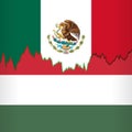 Mexico and Hungary national flags separated by a line chart.