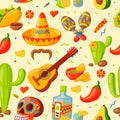 Mexico icons seamless pattern vector illustration.