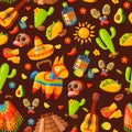 Mexico icons seamless pattern vector illustration.