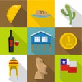 Mexico icons set, cartoon style