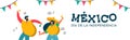 Mexico independence day banner of fun friend party