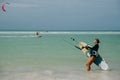 Mexico, island holbox - february 2020 Kite surfing at holbox island in the caribbean sea
