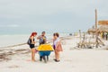 Mexico, island holbox - february 2020 mango seller on the beach