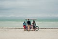 Mexico, island holbox - february 2020 mango seller on the beach