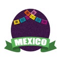 Mexico label with party gralands