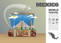 Mexico Landmark Global Travel And Journey Infographic luggage.3D Design Vector Template.vector/illustration. can be used for your