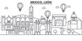 Mexico, Leon architecture line skyline illustration. Linear vector cityscape with famous landmarks, city sights, design