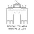 Mexico, Leon, Arco Triunfal De Leon travel landmark vector illustration Royalty Free Stock Photo