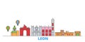 Mexico, Leon line cityscape, flat vector. Travel city landmark, oultine illustration, line world icons