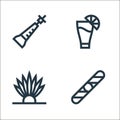 mexico line icons. linear set. quality vector line set such as cigar, grave, cocktail