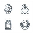 Mexico line icons. linear set. quality vector line set such as dia de muertos, chocolate, guacamole