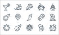 Mexico line icons. linear set. quality vector line set such as nachos, dalia, jarocho, beer mug, avocado, papaya, burrito, ajolote