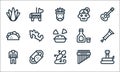 mexico line icons. linear set. quality vector line set such as snake, gecko, mariachi, zampona, fajitas, taco, tequila, catrina,