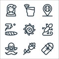 mexico line icons. linear set. quality vector line set such as tamales, rose, mexican hat, gecko, sun, cigar, mexico, tepache