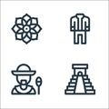 mexico line icons. linear set. quality vector line set such as chichen itza pyramid, man, mariachi