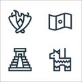 mexico line icons. linear set. quality vector line set such as pi?ata, chichen itza, mexico