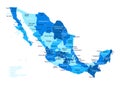 Mexico map. Cities, regions. Vector