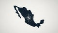 Mexico map with compass rose symbolizing exploration and navigation Royalty Free Stock Photo