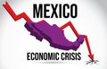 Mexico Map Financial Crisis Economic Collapse Market Crash Global Meltdown Vector Royalty Free Stock Photo