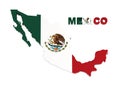 Mexico, map with flag, isolated on white Royalty Free Stock Photo