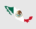 Mexico Map Flag. Map of the United Mexican States with the Mexican national flag isolated on white background. Vector Illustration Royalty Free Stock Photo