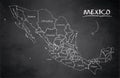 Mexico map, new political detailed map, separate individual states, with state names, card blackboard school chalkboard Royalty Free Stock Photo