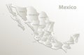 Mexico map, new political detailed map, separate individual states, with state names, card paper 3D natural Royalty Free Stock Photo