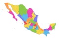 Mexico map, new political detailed map, separate individual states, with state names, isolated on white background 3D blank