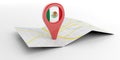 Mexico map pointer on white background. 3d illustration