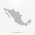 Mexico map with shadow isolated